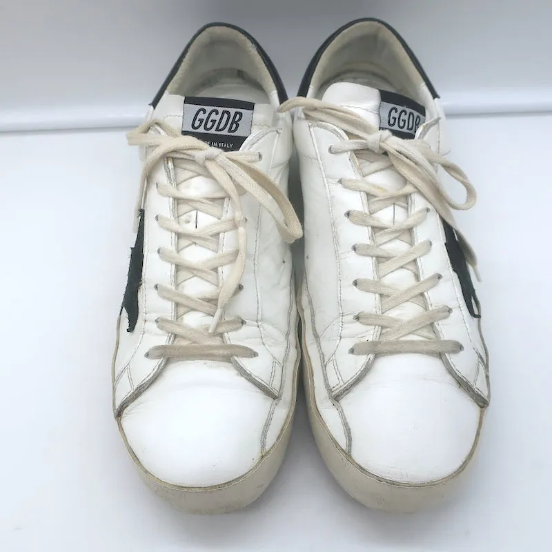 Golden Goose Superstar Low Top Sneakers White Leather & Black Suede Size 42