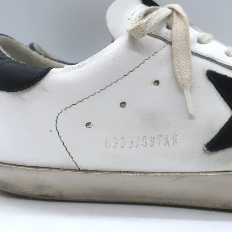 Golden Goose Superstar Low Top Sneakers White Leather & Black Suede Size 42
