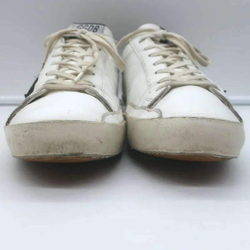 Golden Goose Superstar Low Top Sneakers White Leather & Black Suede Size 42