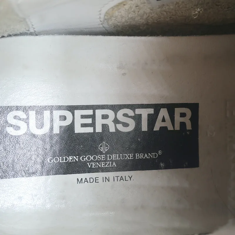 Golden Goose Superstar Low Top Sneakers White Leather & Black Suede Size 42