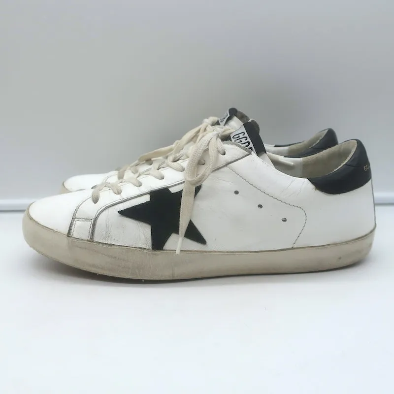 Golden Goose Superstar Low Top Sneakers White Leather & Black Suede Size 42