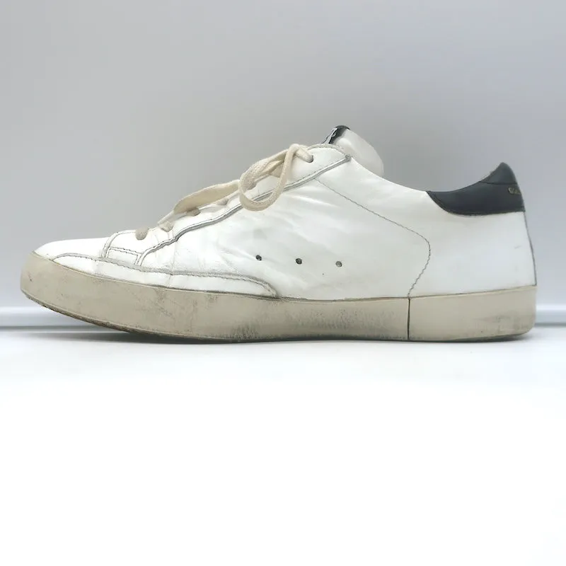 Golden Goose Superstar Low Top Sneakers White Leather & Black Suede Size 42