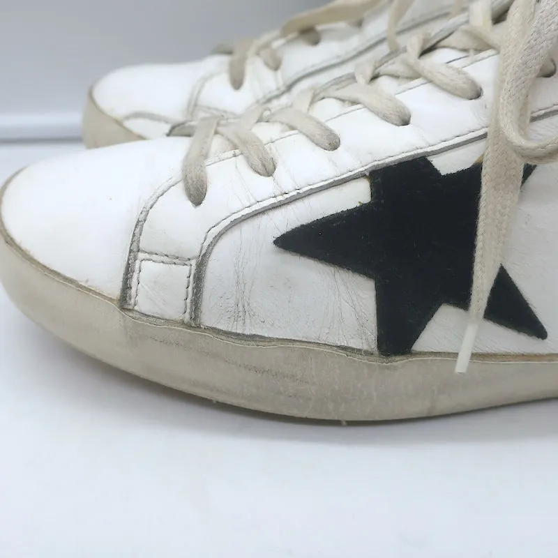 Golden Goose Superstar Low Top Sneakers White Leather & Black Suede Size 42