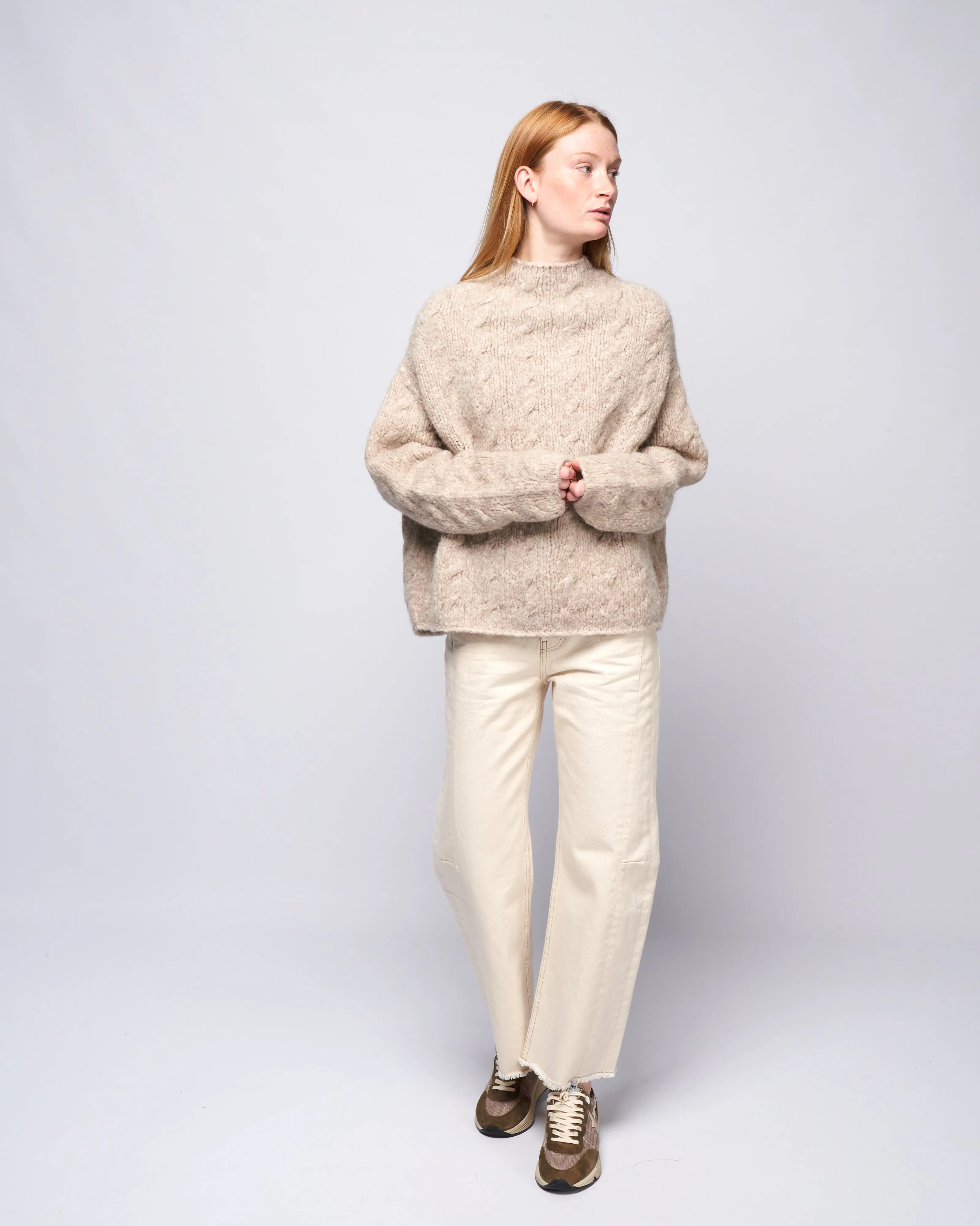 handknit cable pullover - aspen