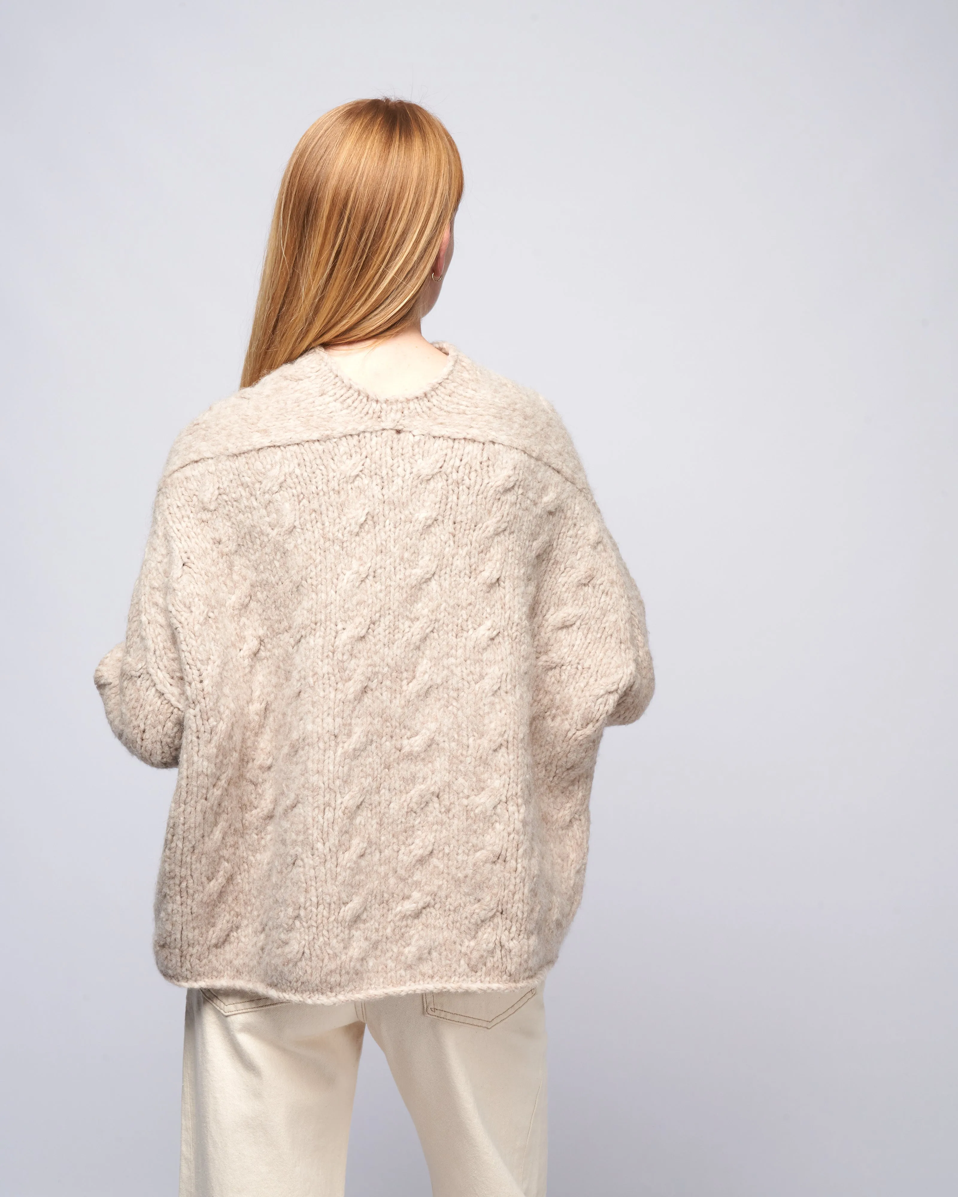handknit cable pullover - aspen