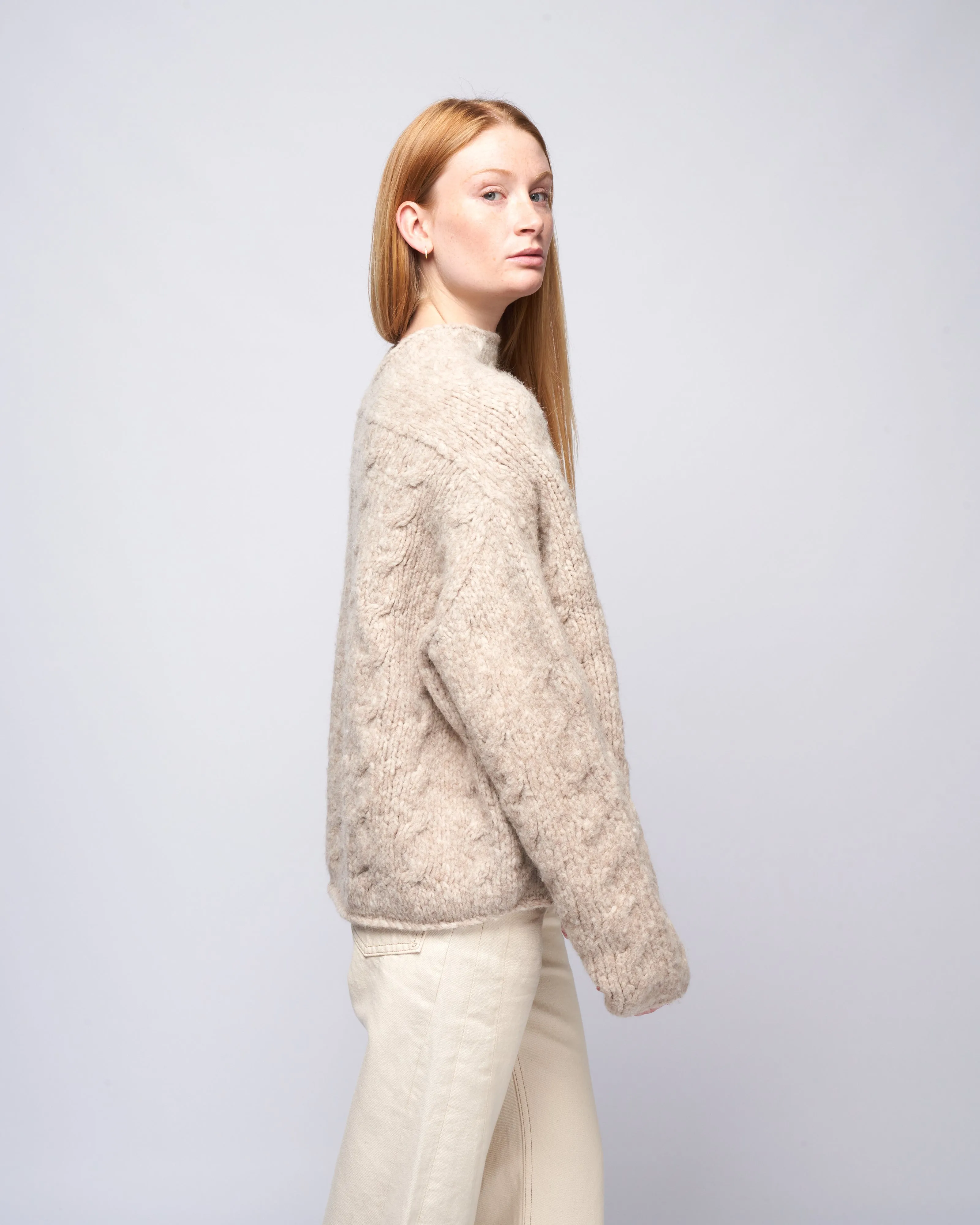 handknit cable pullover - aspen
