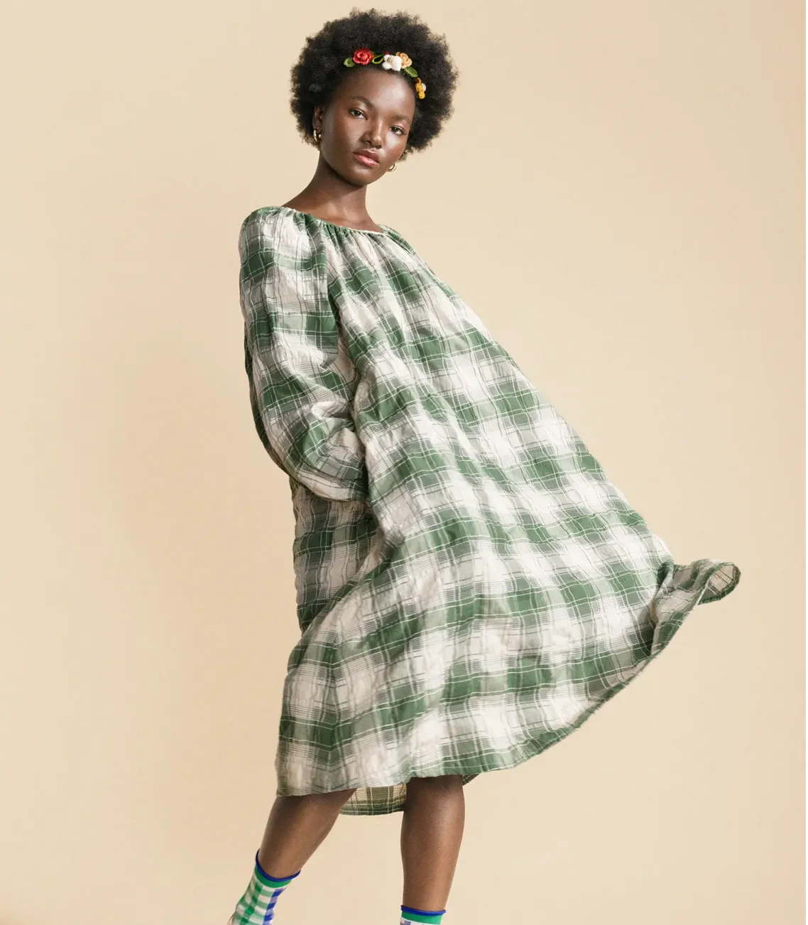 Hansel from Basel Flora Plaid Dress
