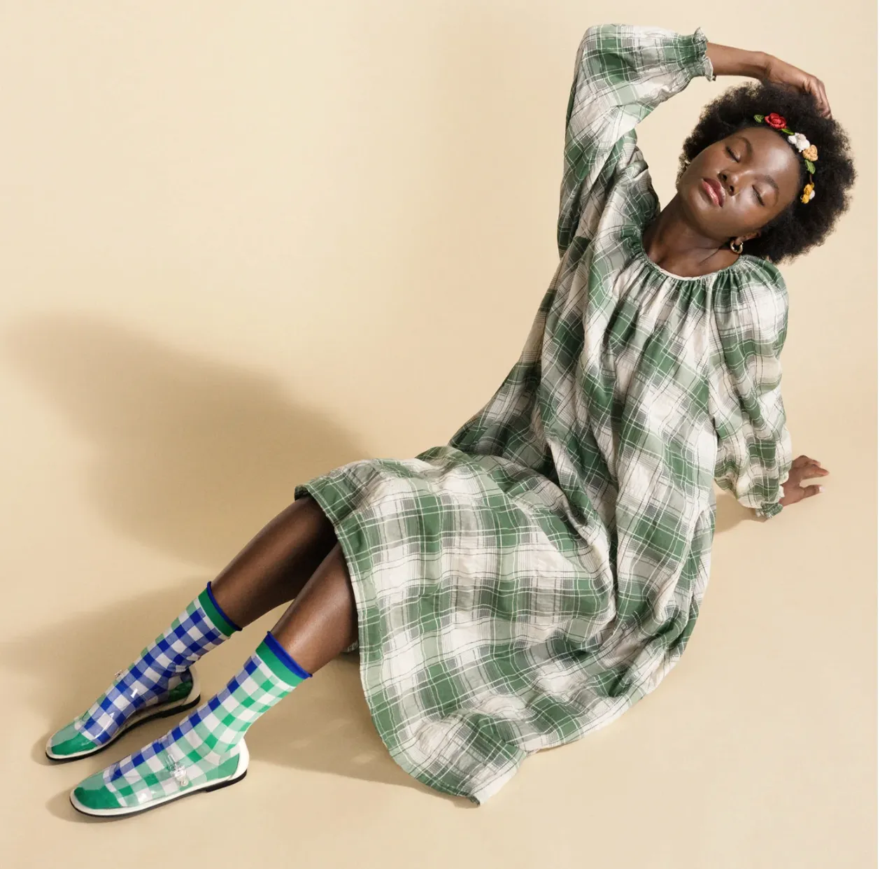 Hansel from Basel Flora Plaid Dress