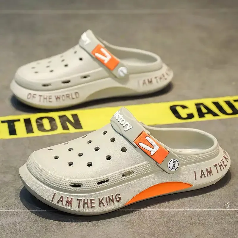 High Quality New Fashion Designer Printed Casual Clogs Footwear Custom Wooden Men's Clogs Shoes