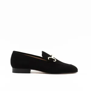 Horsebit Loafer in Black Suede