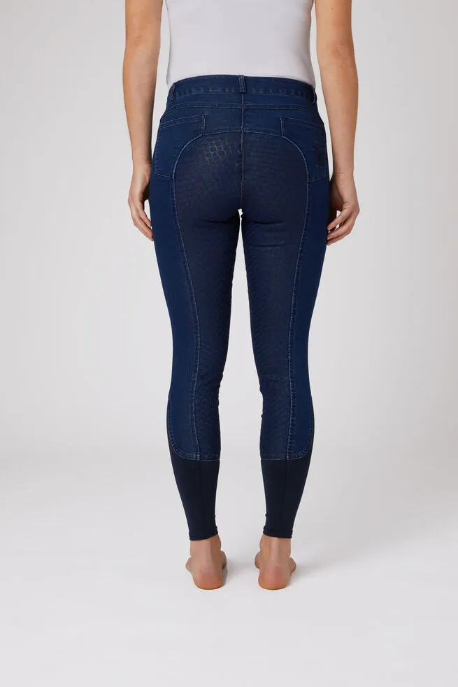 Horze Delia Ladies Denim Breeches Denim Blue