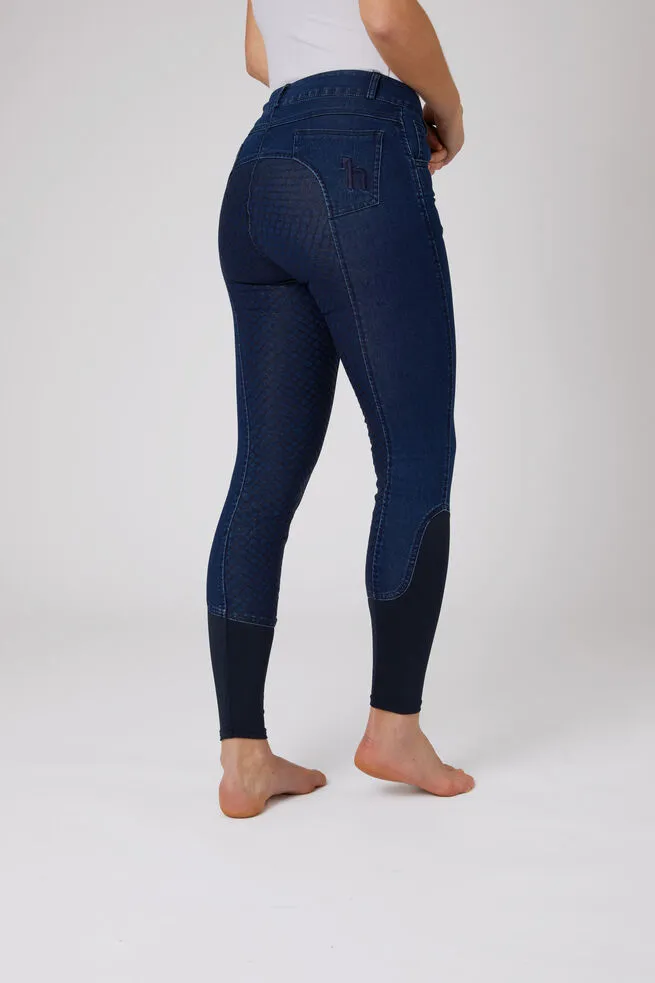 Horze Delia Ladies Denim Breeches Denim Blue