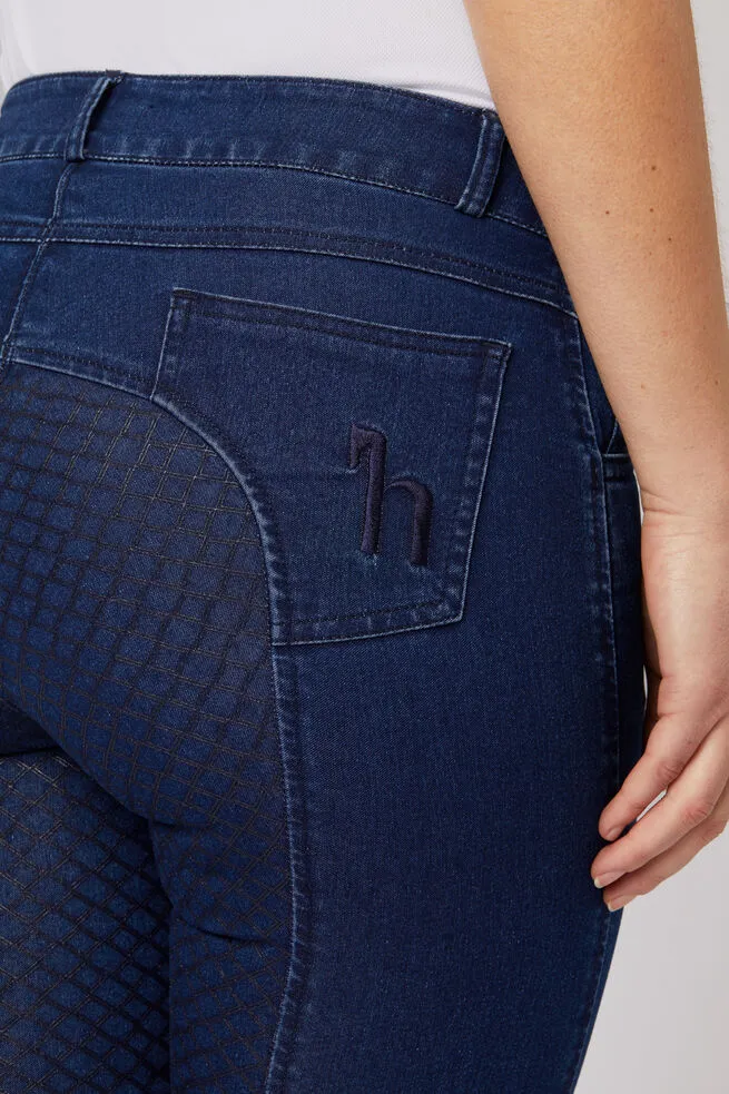 Horze Delia Ladies Denim Breeches Denim Blue