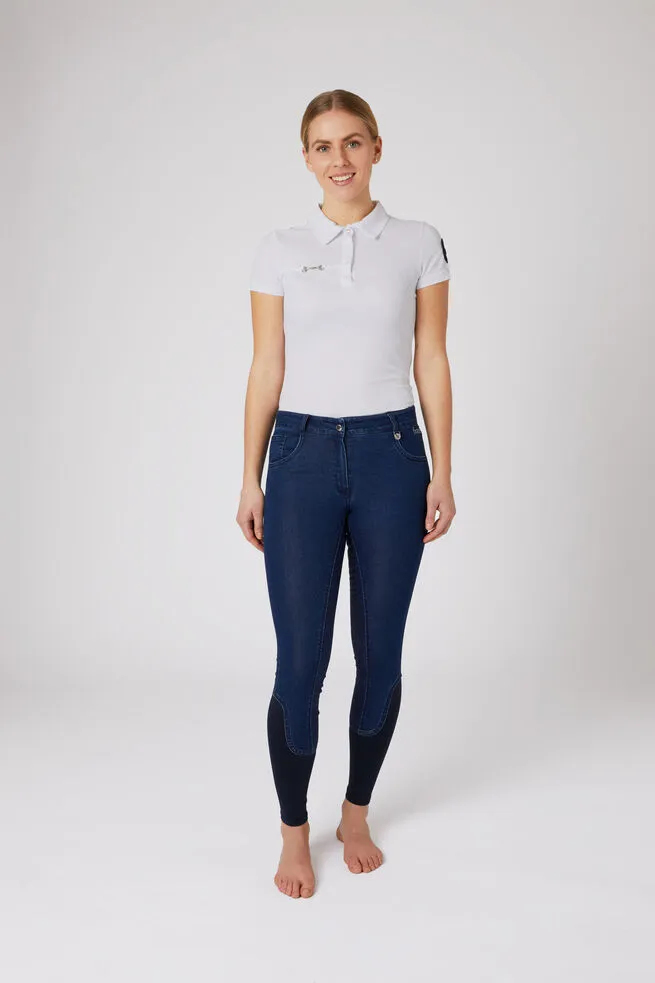 Horze Delia Ladies Denim Breeches Denim Blue