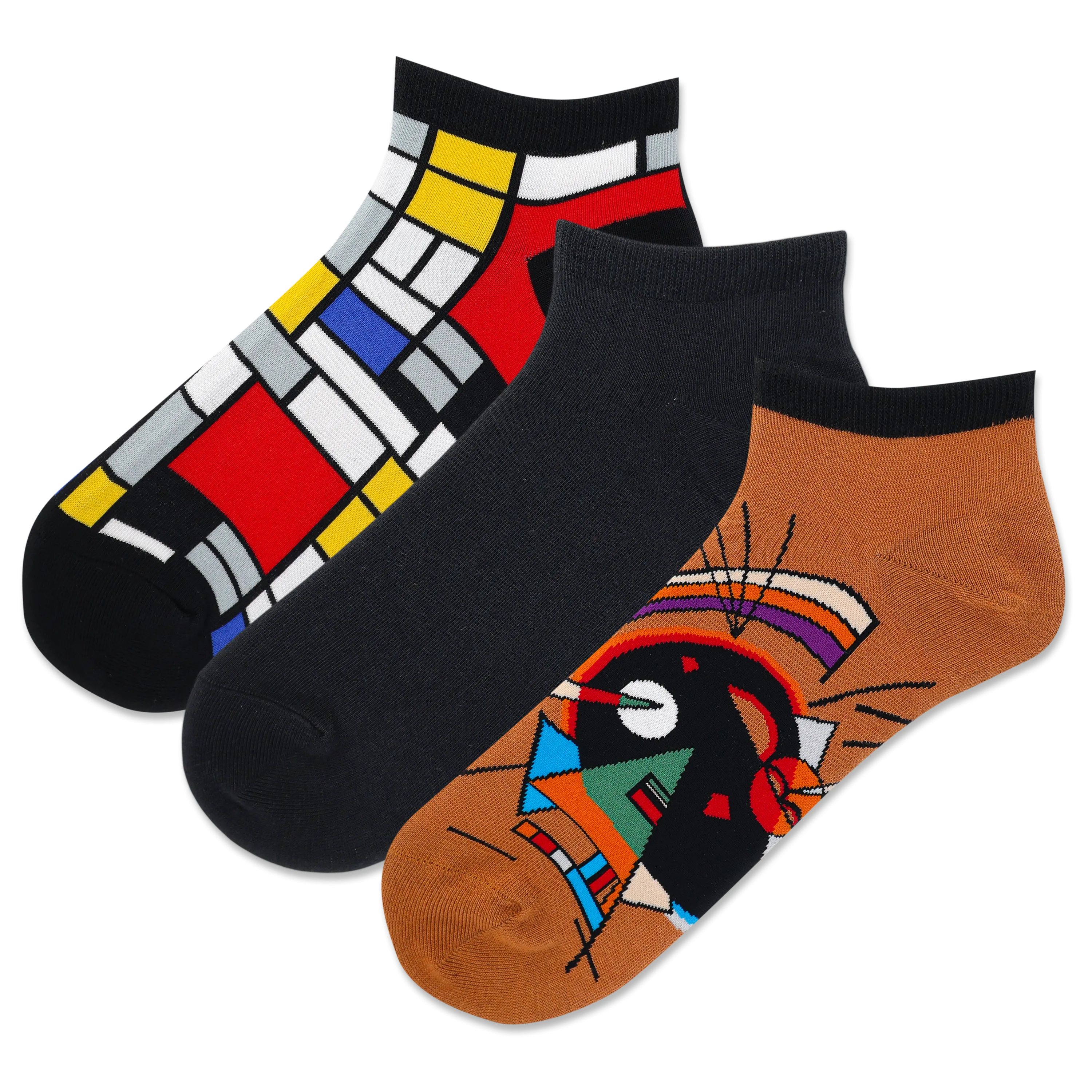 HOTSOX Men's Mondrian/ Kandinsky Low Cut Sock 3 Pack