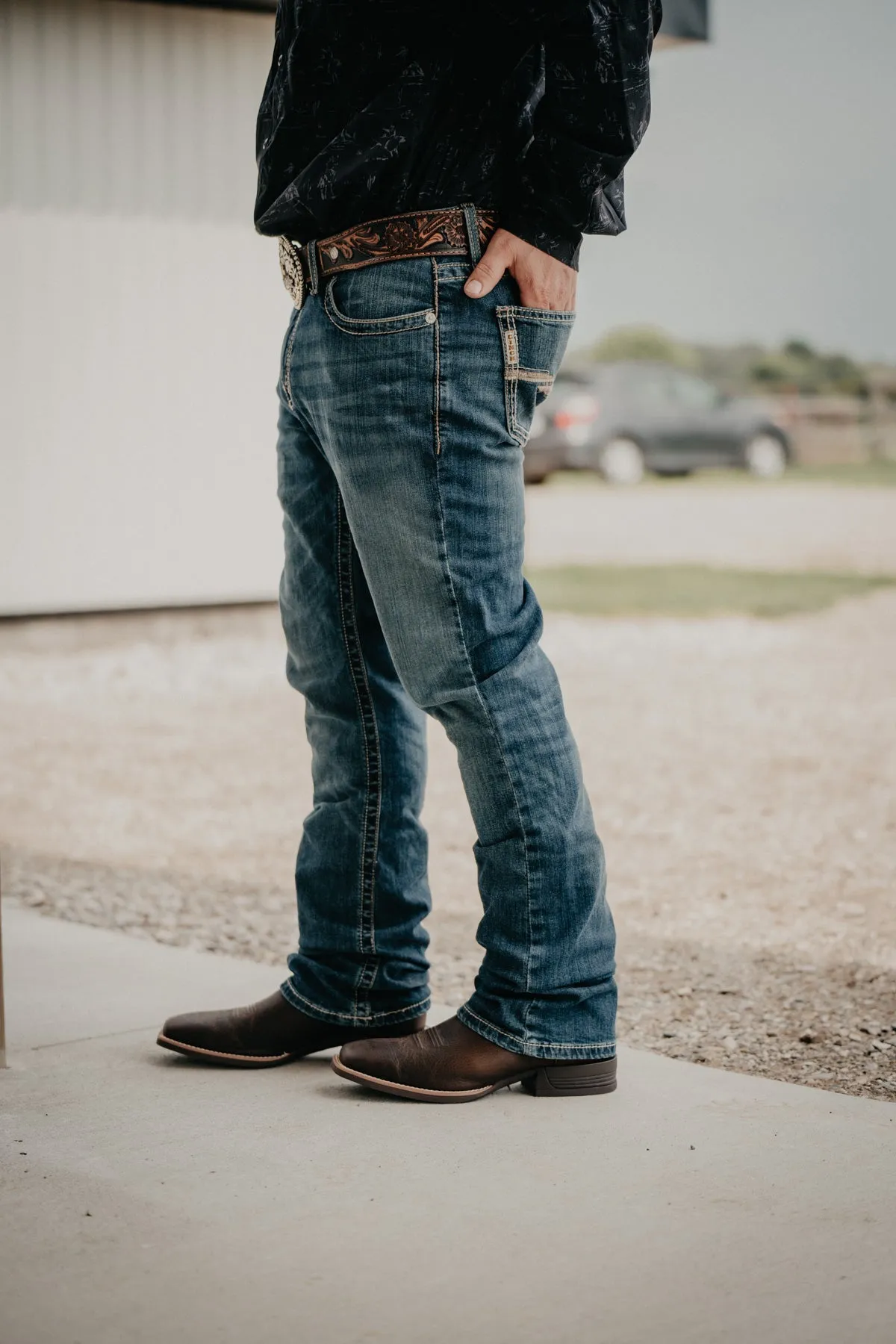 Ian Men's CINCH Slim Bootcut Jean (Stonewash)