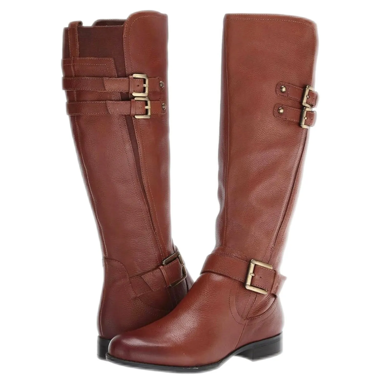 JESSIE Women's Leather Mid Calf High Shaft Riding Boots
