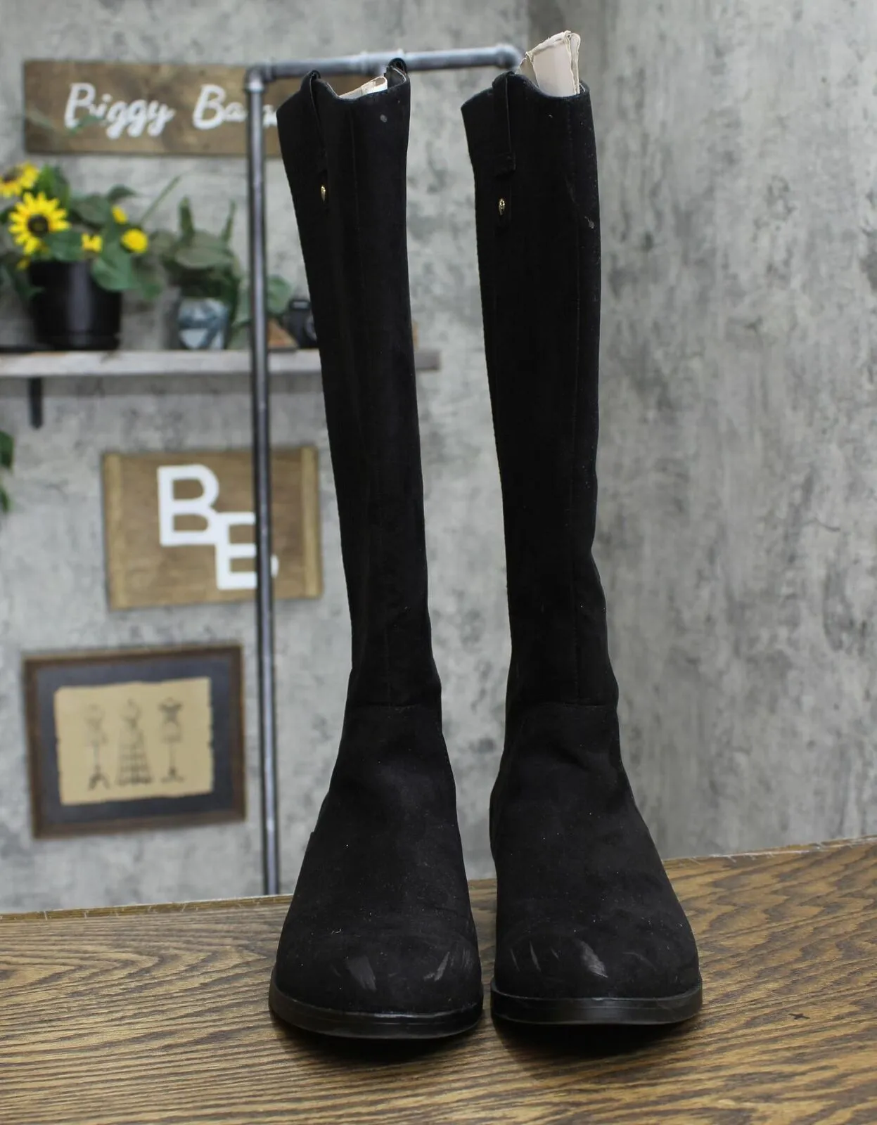 Kenneth Cole Wind Stretch Fashion Riding Boots with Stretch Back Black 7.5M