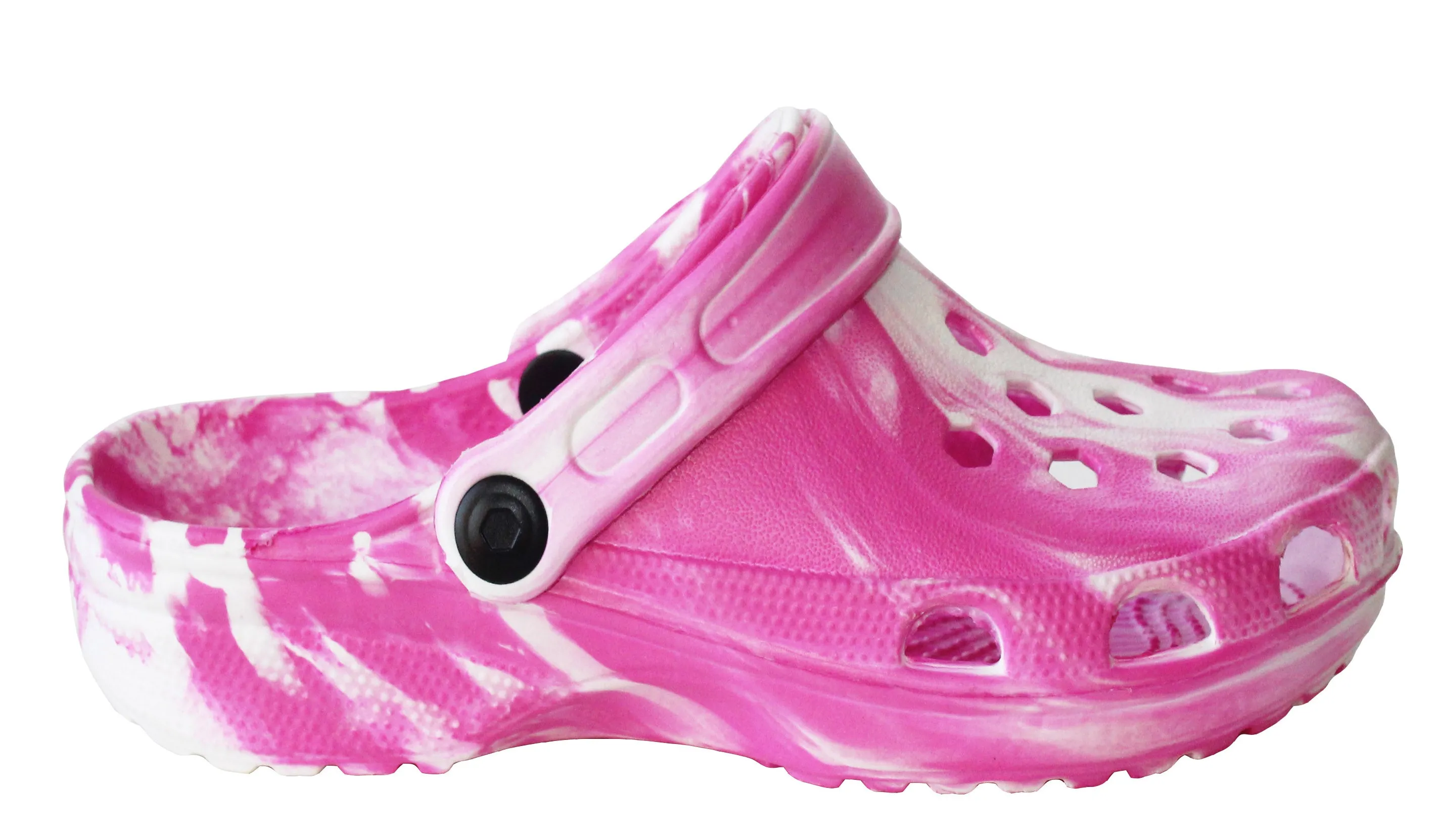 Kids Pink Clogs Lightweight EVA Breathable Girls Slip On Adjustable Garden Beach Pool Slides Sandals Pink White