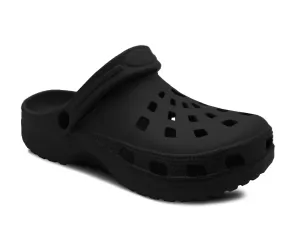 Kids Unisex Black Clogs Lightweight EVA Breathable Unisex Boys Girls Slip On Adjustable Garden Beach Pool Slides Sandals