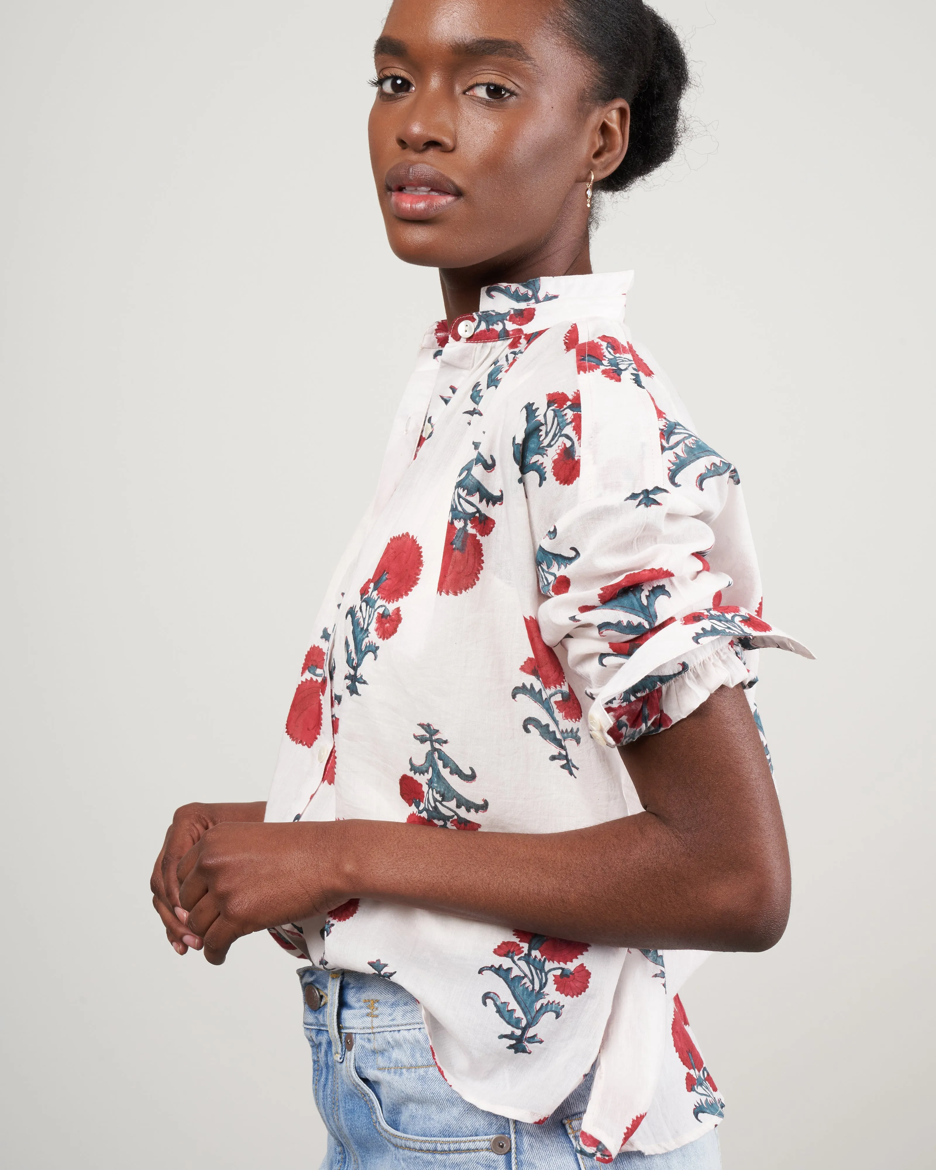 kiki red rover shirt - white/red poppy