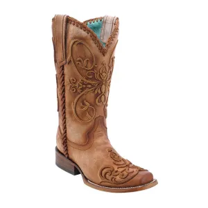 Ladies’ Corral Tan Whip Stitch Square Toe Boot - C2980