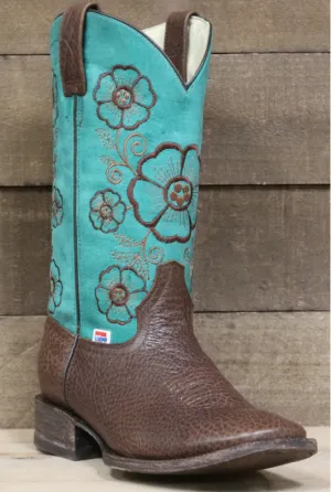 Ladies' Rockin Leather Turquiose Bull Foot Boot