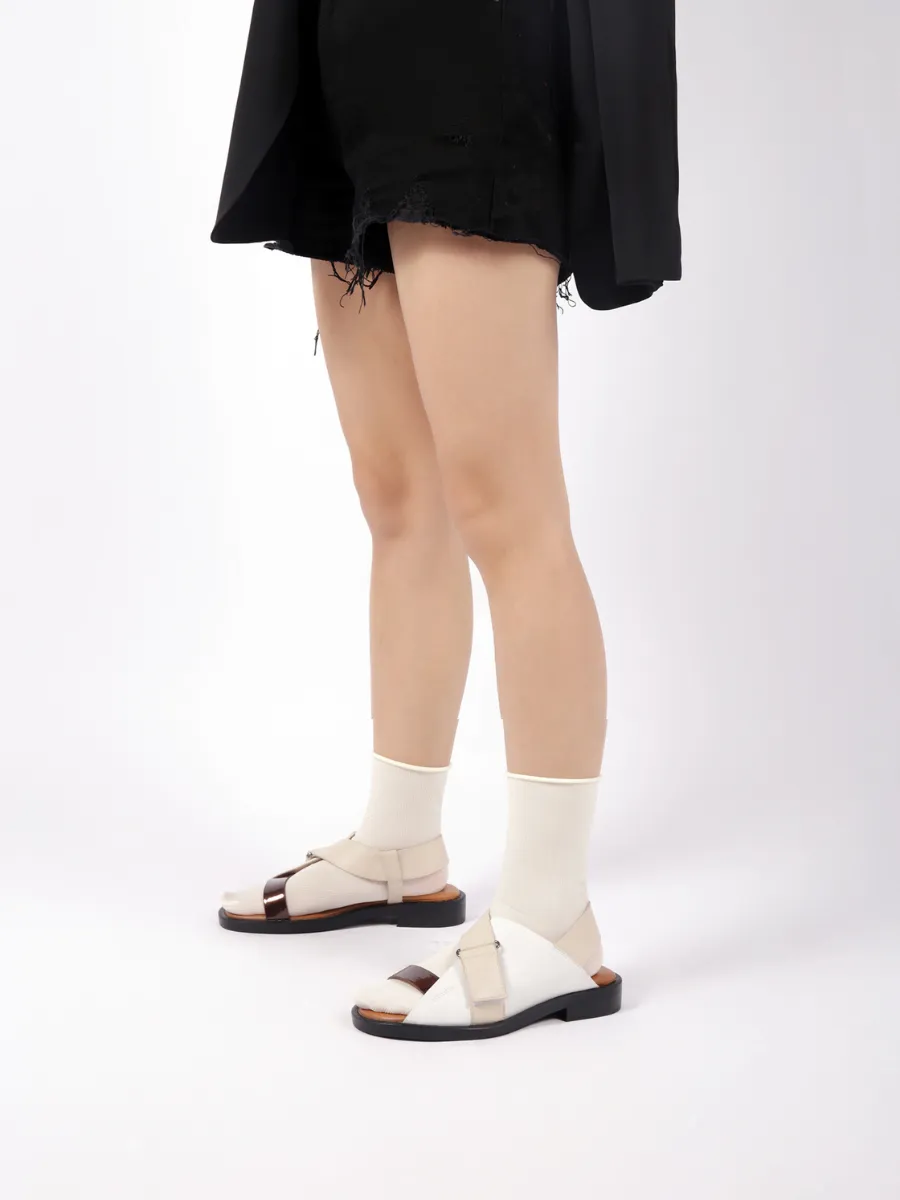 Leanora Beige Contrast Sandal