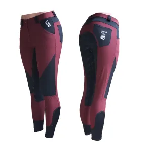 Lightweight Full Seat "Magic Breeches"- Burgundy with Black