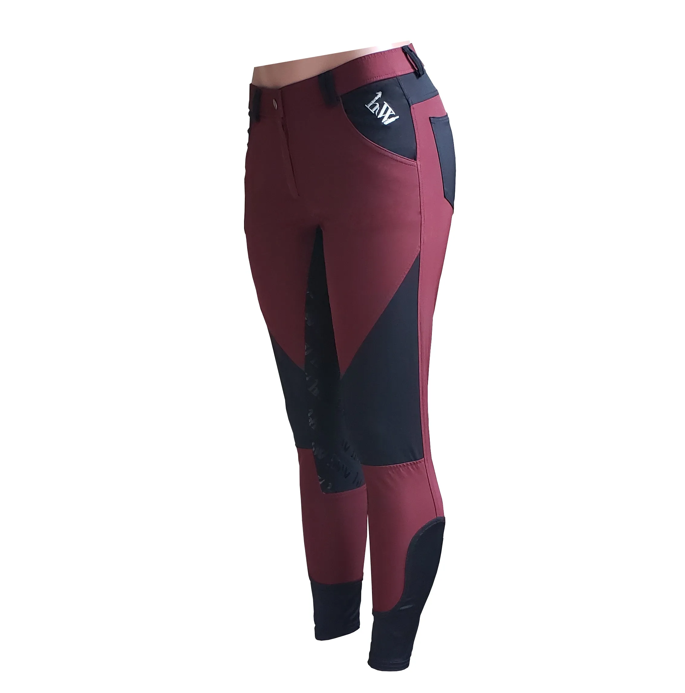 Lightweight Full Seat "Magic Breeches"- Burgundy with Black