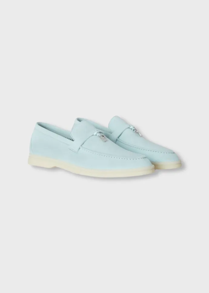 Loro Piana Summer Charms Walk Loafers Azure Sapphire