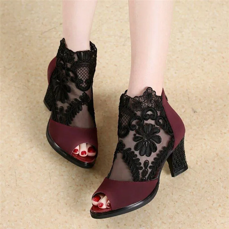 Lucyever Women Sandals Square High Heel  Shoes