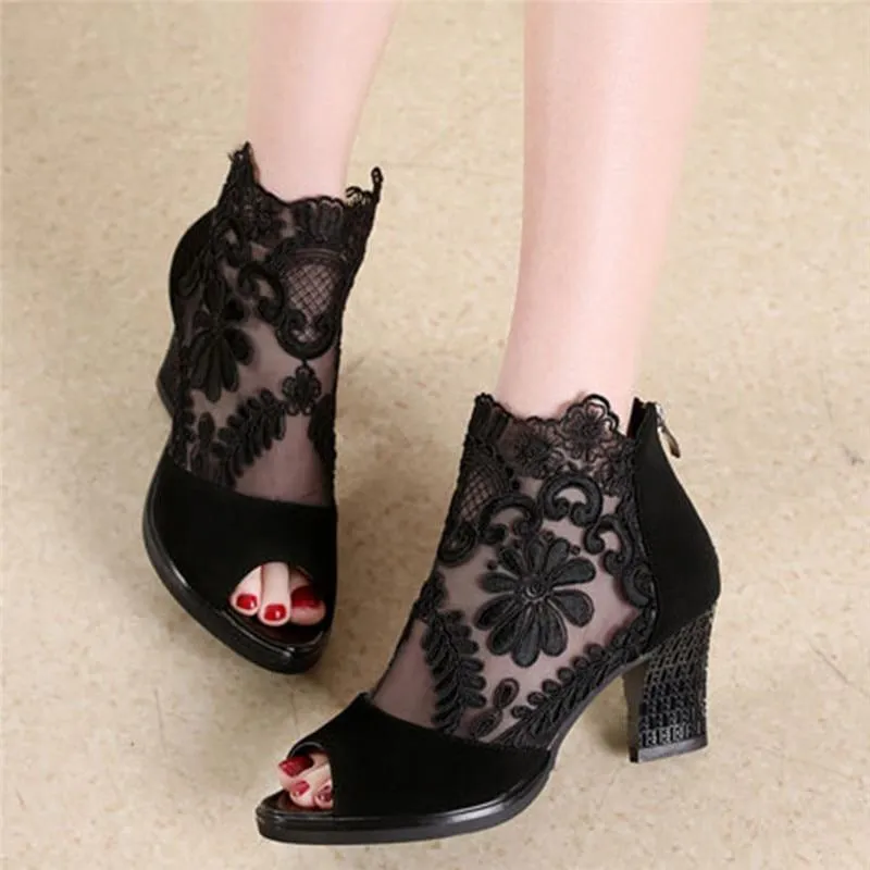Lucyever Women Sandals Square High Heel  Shoes