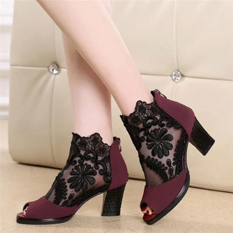 Lucyever Women Sandals Square High Heel  Shoes