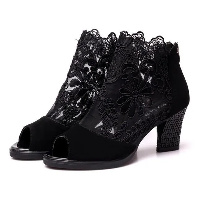 Lucyever Women Sandals Square High Heel  Shoes