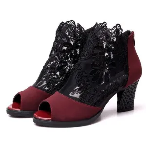Lucyever Women Sandals Square High Heel  Shoes