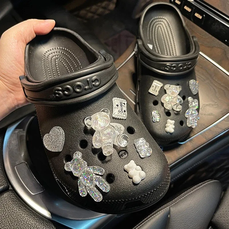 Luxury DIY Croc Charms Fashion Quality Women Shoes Charms Designer for Crocs Golden Chain Clogs Shoe Buckle All-match Kids Gift