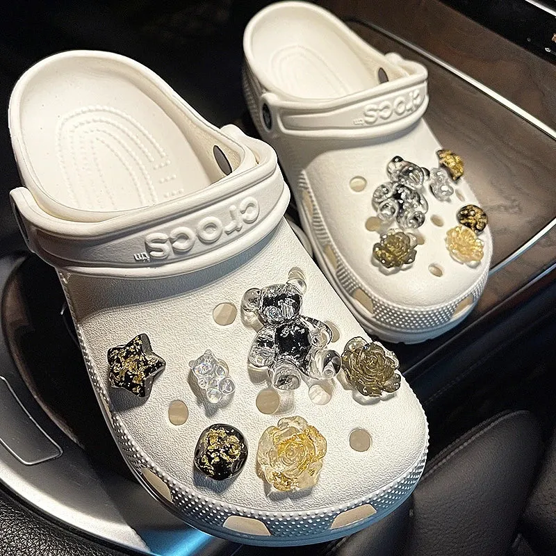 Luxury DIY Croc Charms Fashion Quality Women Shoes Charms Designer for Crocs Golden Chain Clogs Shoe Buckle All-match Kids Gift