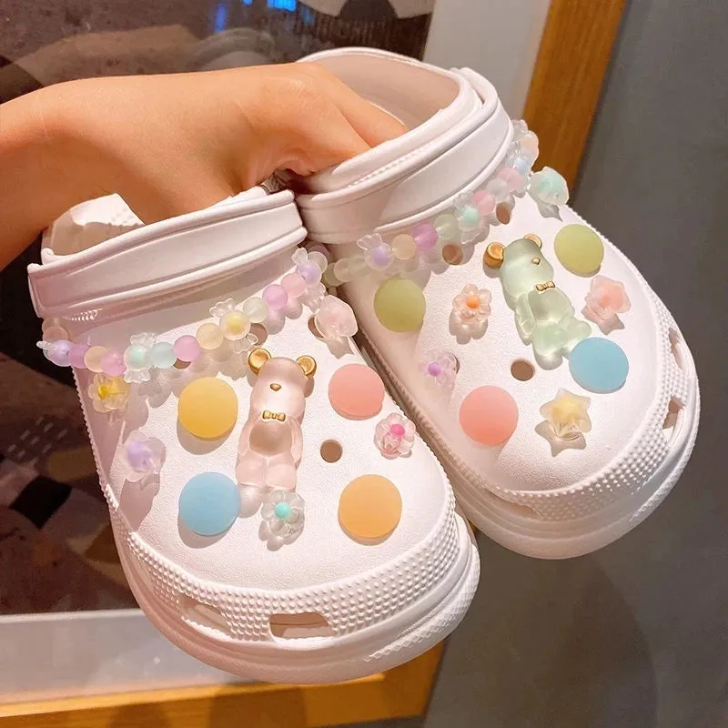 Luxury DIY Croc Charms Fashion Quality Women Shoes Charms Designer for Crocs Golden Chain Clogs Shoe Buckle All-match Kids Gift