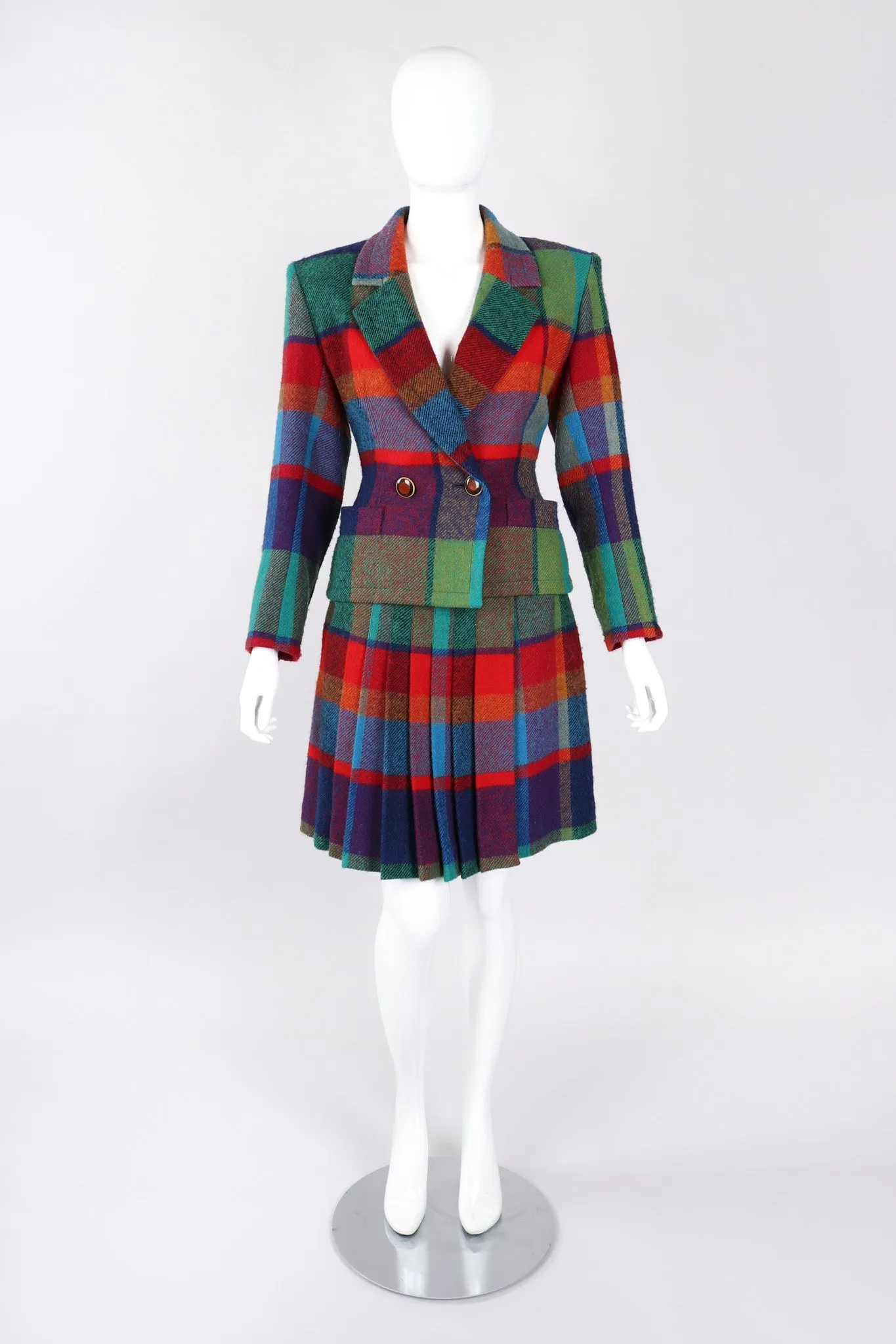 Madras Plaid Jacket & Skirt Set