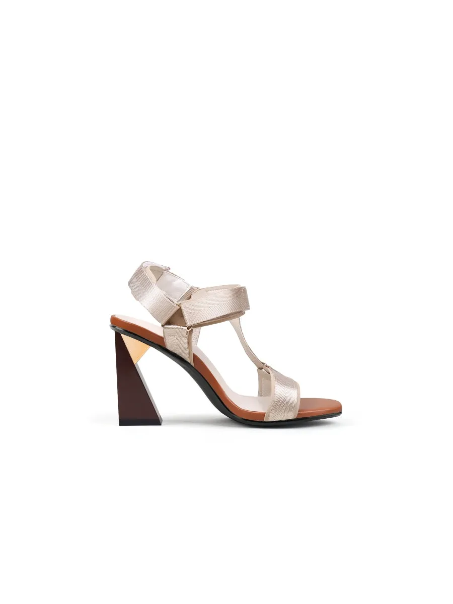 Matador Block High Heel Open Gold Gladiator Sandals