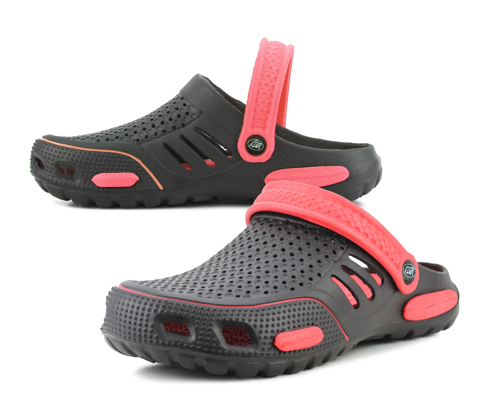 Mens Lightweight EVA Beach Clogs Summer Breathable Kitchen Garden Hospital Nurse Pool Water Shoe Mules Sandals  Black Red