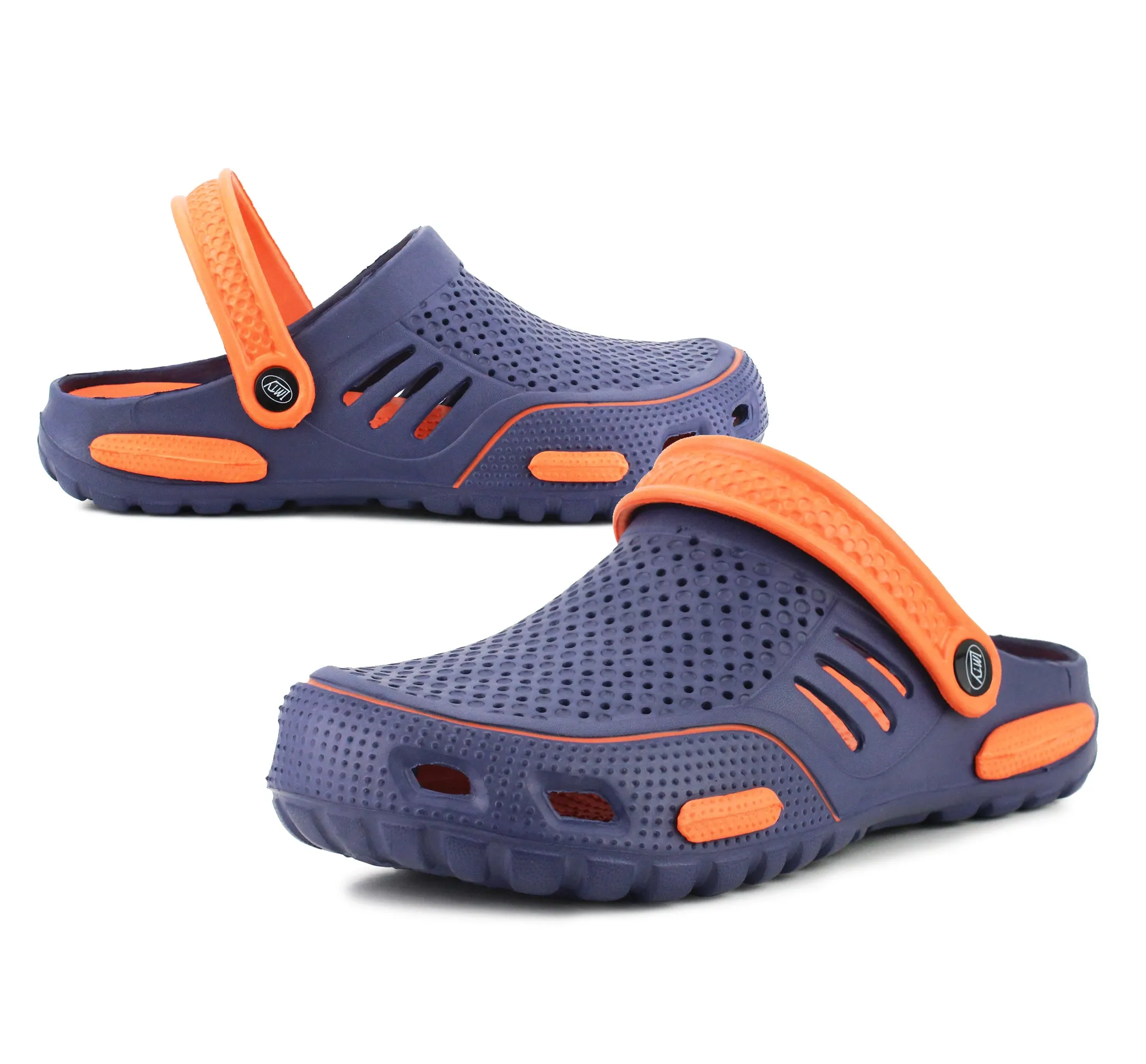 Mens Lightweight EVA Beach Clogs Summer Breathable Kitchen Garden Hospital Nurse Pool Water Shoe Mules Sandals Navy Orange