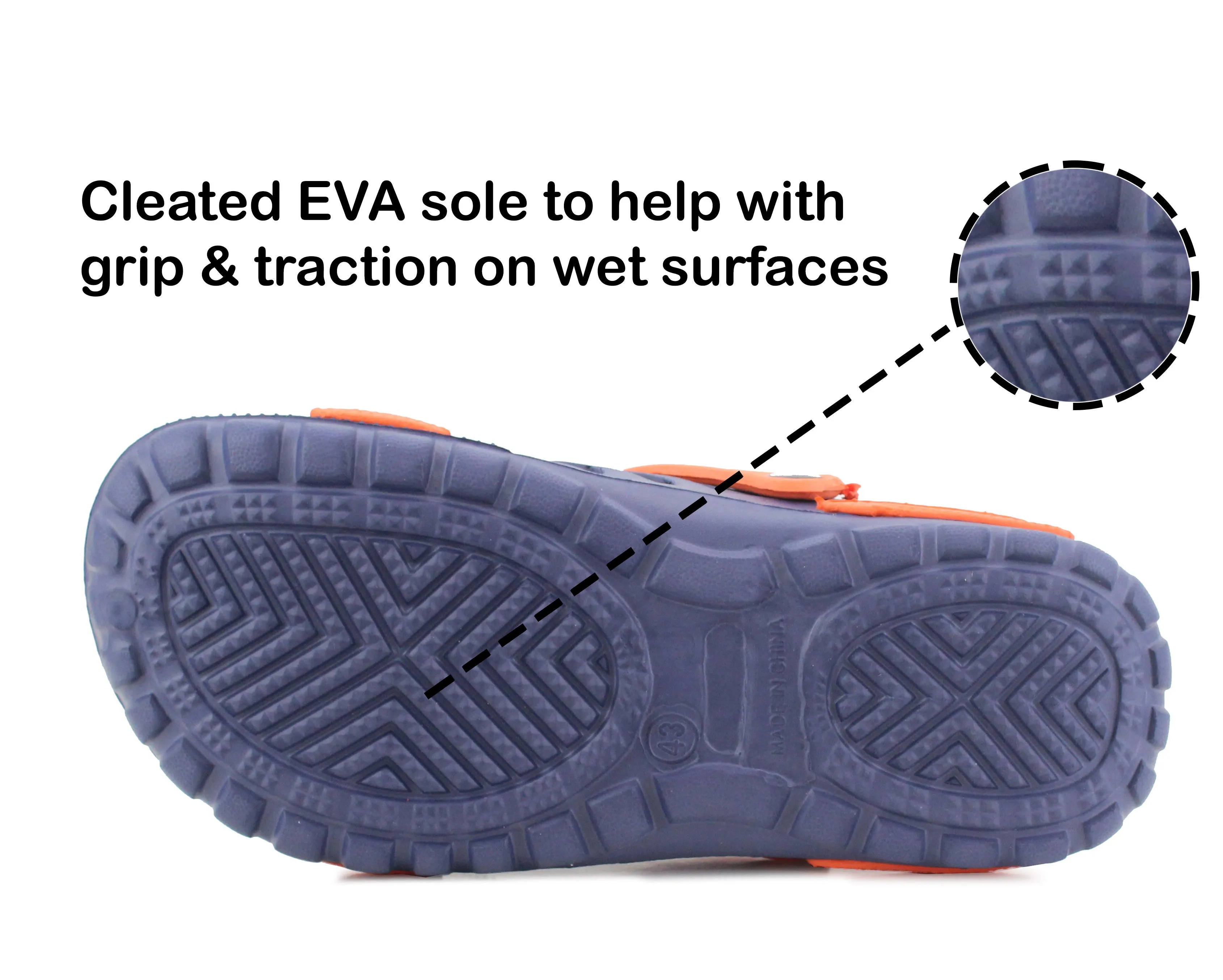 Mens Lightweight EVA Beach Clogs Summer Breathable Kitchen Garden Hospital Nurse Pool Water Shoe Mules Sandals Navy Orange