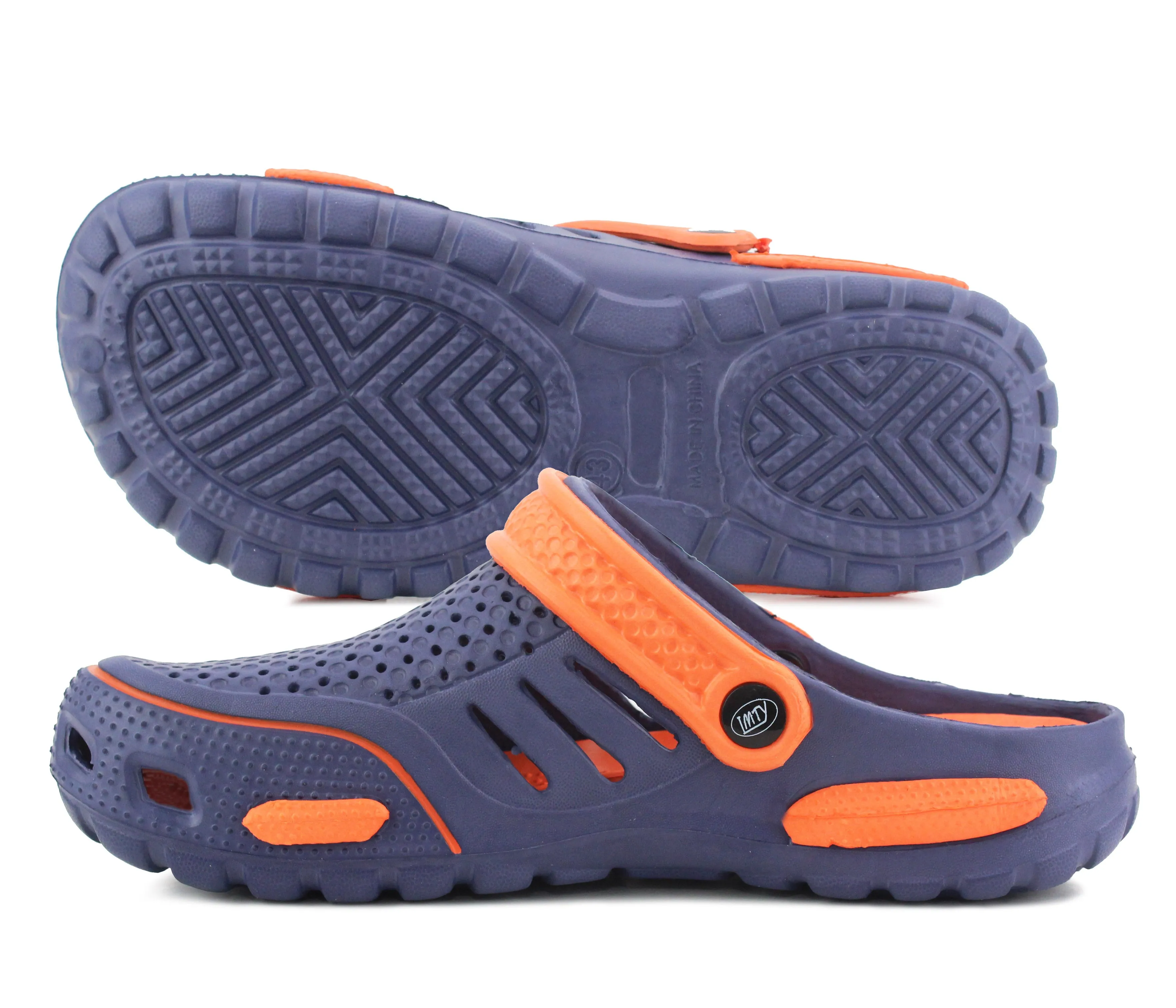 Mens Lightweight EVA Beach Clogs Summer Breathable Kitchen Garden Hospital Nurse Pool Water Shoe Mules Sandals Navy Orange