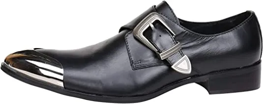 Men's Metal Tip Buckle Western Loafers