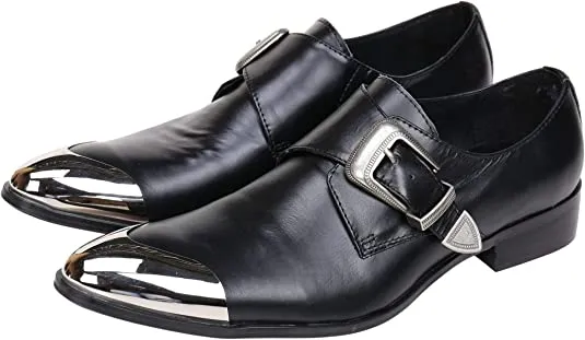 Men's Metal Tip Buckle Western Loafers