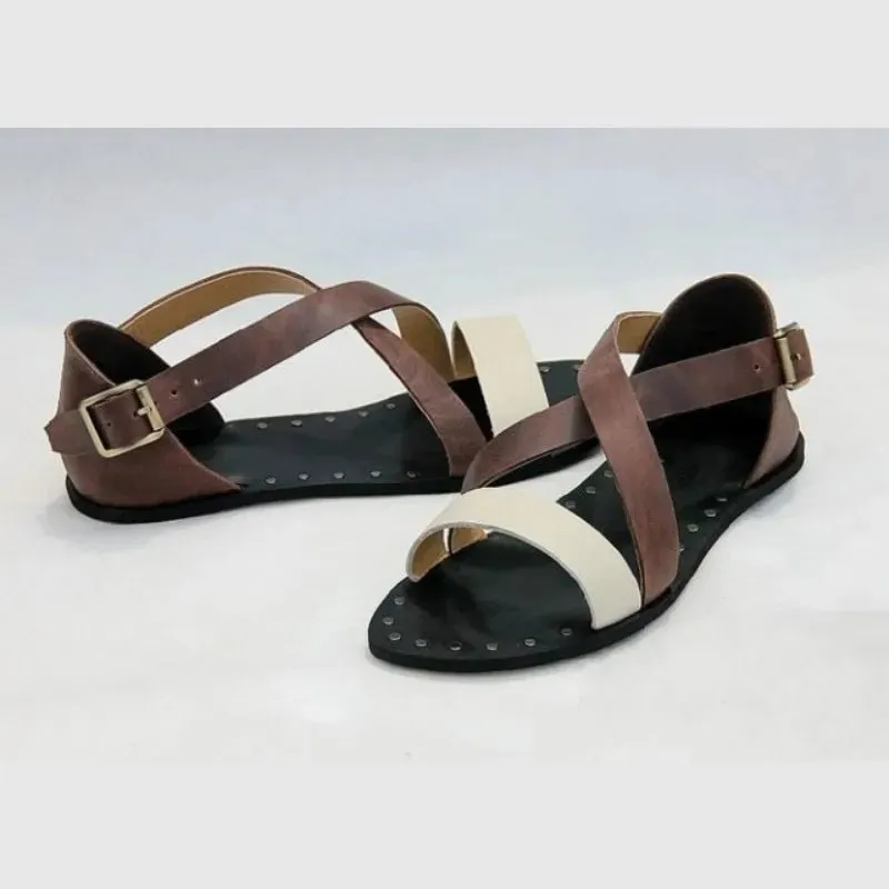 Men's Real Leather Black Rivet Gladiator Sandals for Summer