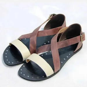 Men's Real Leather Black Rivet Gladiator Sandals for Summer
