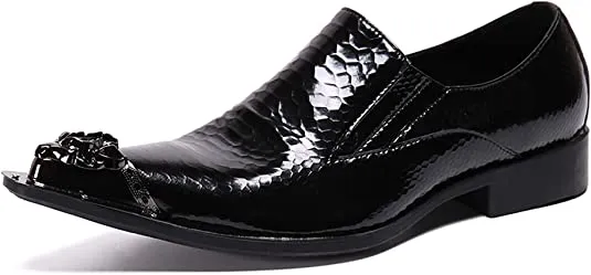 Men's Shiny Western Loafers Metal Tip